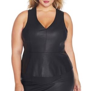 Rebel Wilson x Angels Faux Leather Peplum Top from Addition Elle